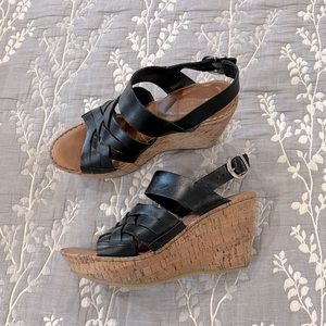 Women shoes, wedges, size 10, color black/ cork, brand Born